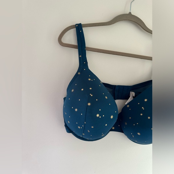 Cacique full coverage Underwire Push Up Sexy Bra in Blue Shooting Stars Sz 42DD - Picture 3 of 10